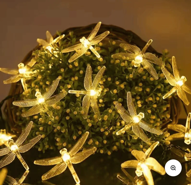 EcoLuz Libélula – Pack de 3 Guirnaldas Solares 6,5 m · 30 LED · Iluminación Exterior Mágica