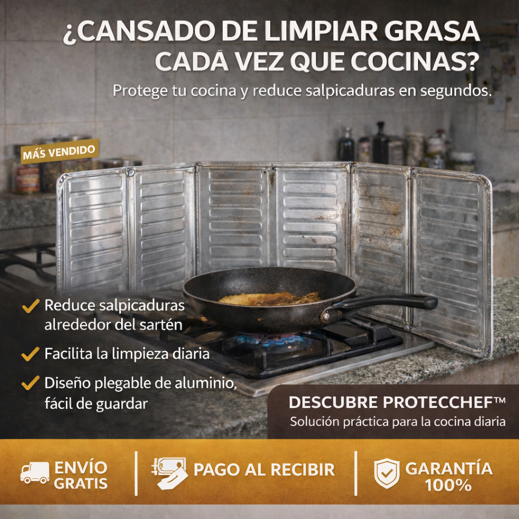 🔥 PACK DE 8 ANTISALPICADURAS PROTECCHEF™ 🛡️🍳 + ENVÍO GRATIS 🚚💨 Protege tu cocina, reduce la grasa y limpia en segundos.