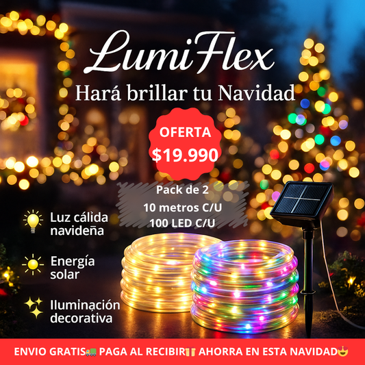 Pack de 2 mangueras solares de 10 mtrs LumiFlex: La magia navideña que tu hogar estaba esperando ✨